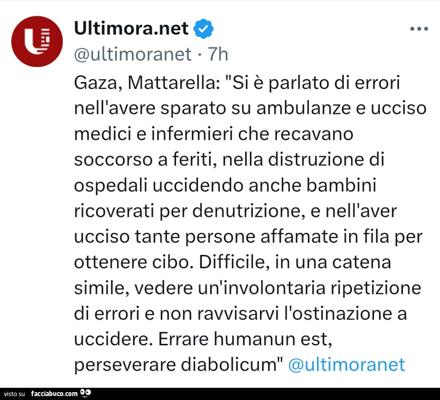 Gaza, Mattarella: si è parlato di errori nell'avere sparato su ambulanze e ucciso medici e infermieri che recavano soccorso a feriti, nella distruzione di ospedali uccidendo anche bambini ricoverati