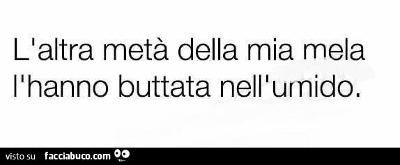 L'altra metà della mia mela l'hanno buttata nell'umido