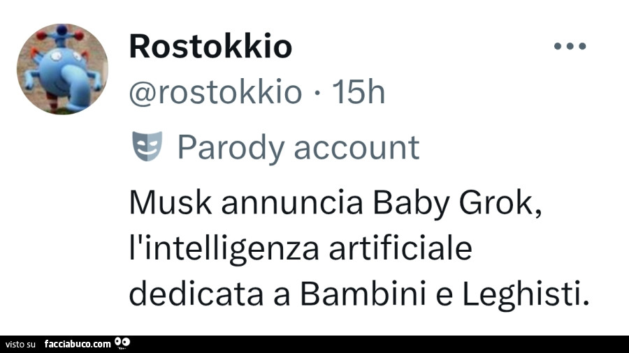 Musk annuncia baby grok, l'intelligenza artificiale dedicata a bambini e leghisti