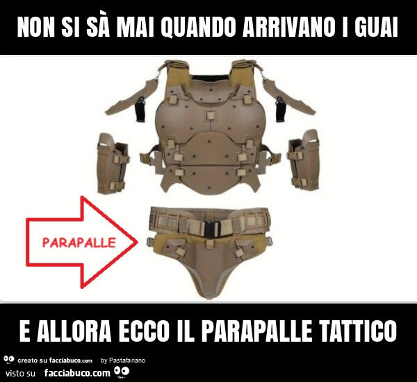 Non si sà mai quando arrivano i guai e allora ecco il parapalle tattico
