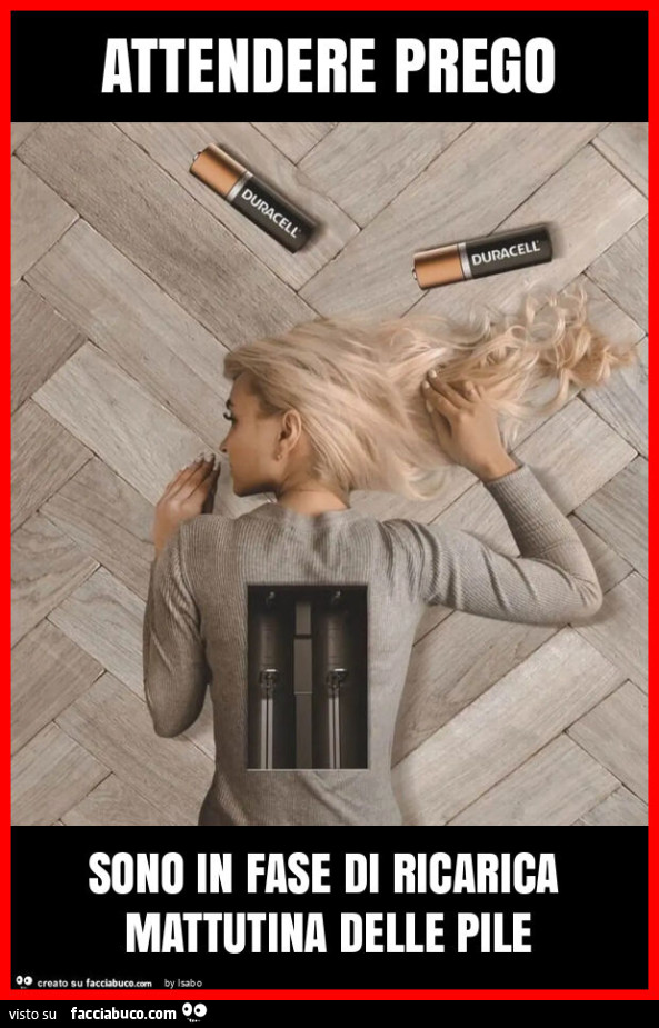 Attendere prego sono in fase di ricarica mattutina delle pile