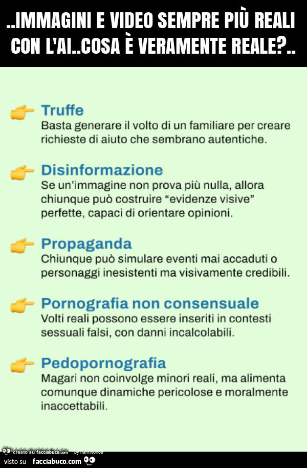 Immagini e video sempre più reali con l'ai. Cosa è veramente reale?