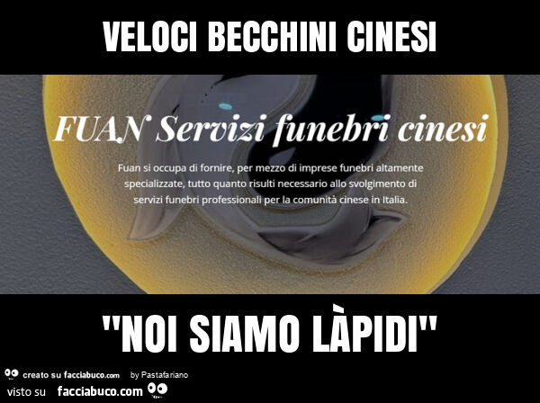 Veloci becchini cinesi "noi siamo làpidi"
