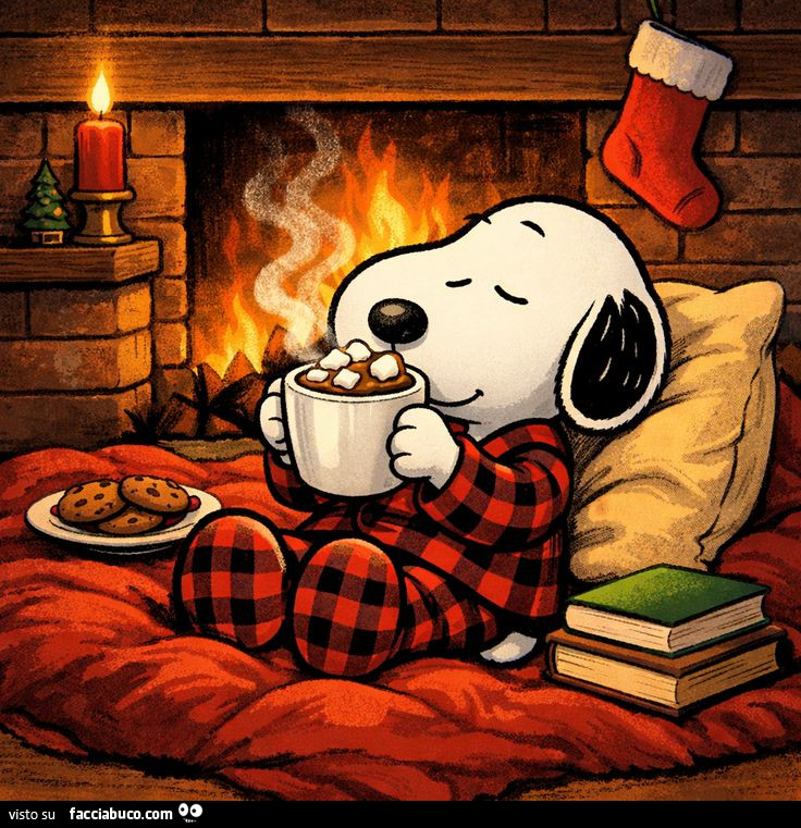 Snoopy cappuccino e camino