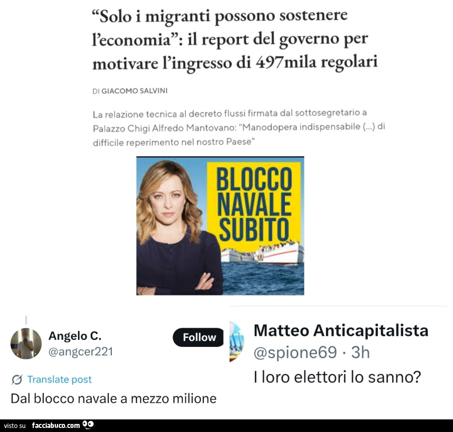 Solo i migranti possono sostenere l'economia: il report del governo per motivare l'ingresso di 497mila regolari