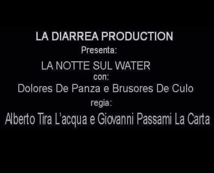 La diarrea production presenta: la notte sul water con: dolores de panza e brusores de culo. Regia: alberto tira l'acqua e giovanni passami la carta