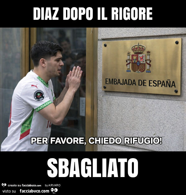 Diaz dopo il rigore sbagliato