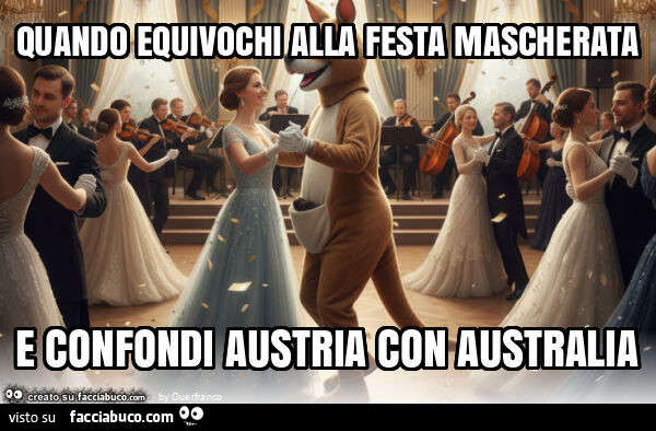 Quando equivochi alla festa mascherata e confondi austria con australia