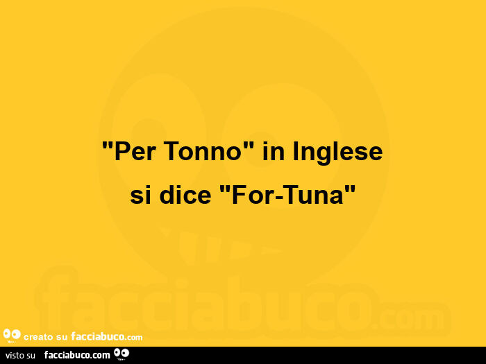 "per tonno" in inglese si dice "for-tuna"