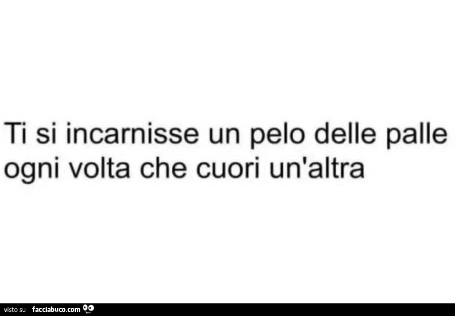 Ti si incarnisse un pelo delle palle ogni volta che cuori un'altra
