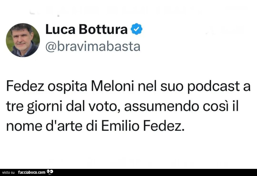 Fedez ospita Meloni nel suo podcast a tre giorni dal voto, assumendo così il nome d'arte di Emilio Fedez