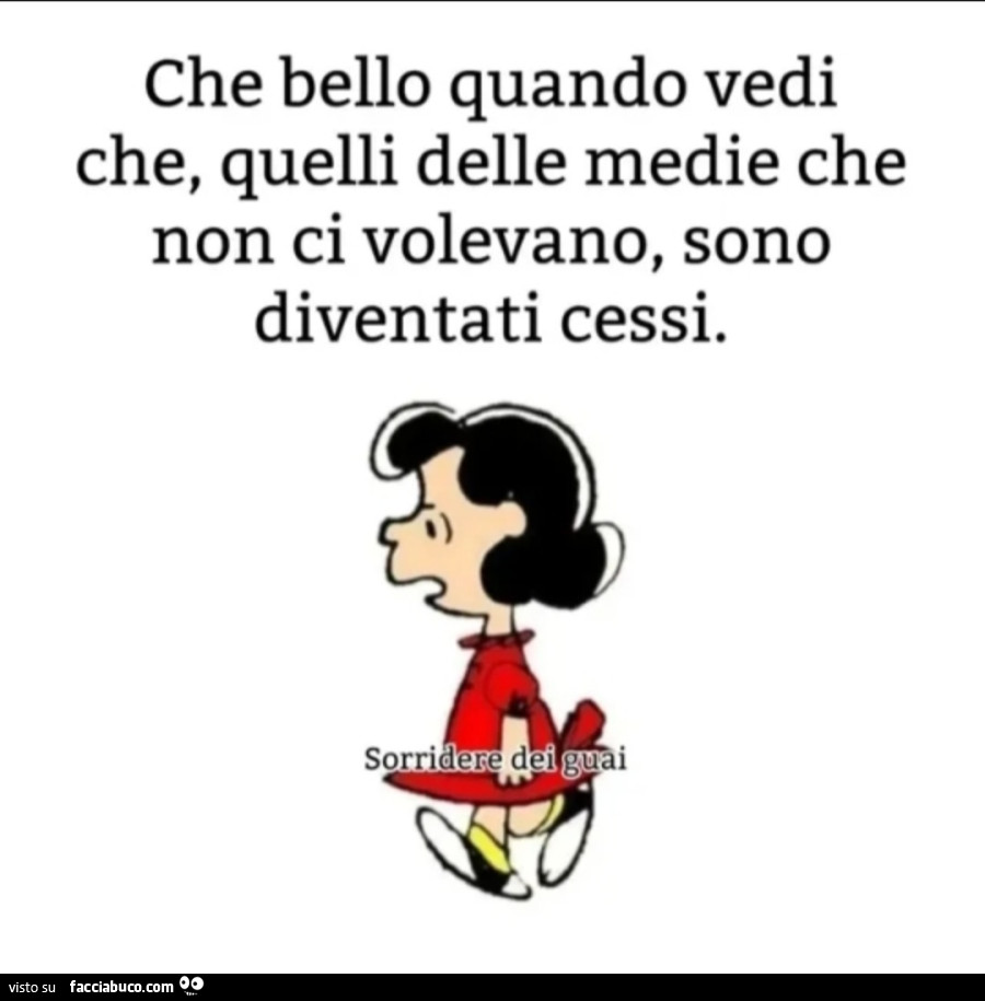 Che bello quando vedi che, quelli delle medie che non ci volevano, sono diventati cessi