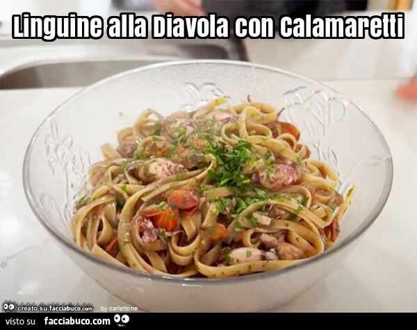 Linguine alla diavola con calamaretti