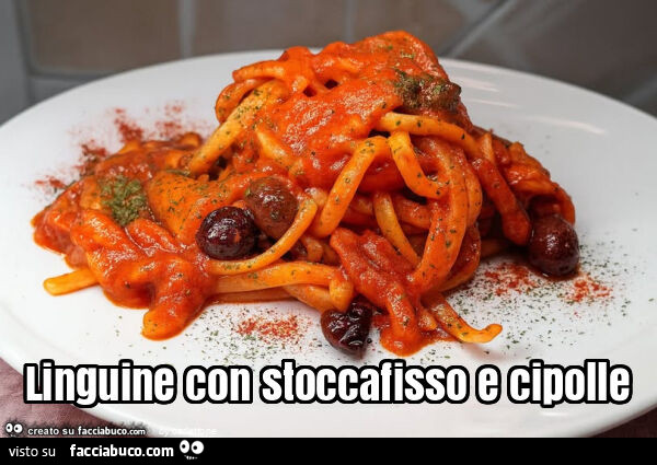 Linguine con stoccafisso e cipolle