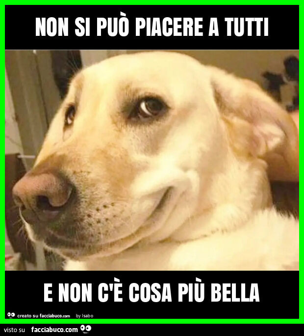 Non si può piacere a tutti e non c'è cosa più bella