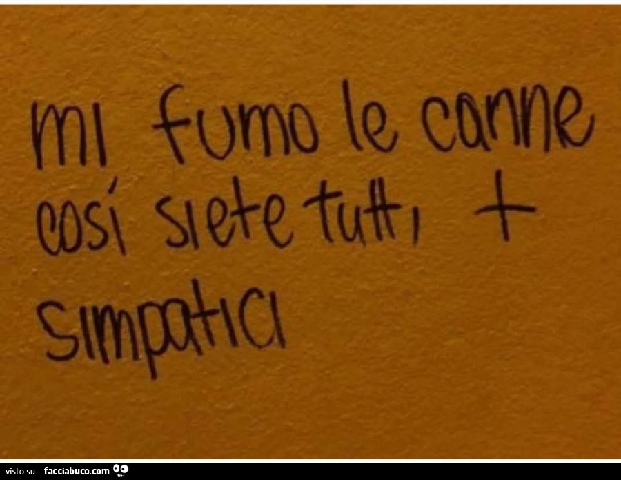 Mi fumo le canne così siete tutti più simpatici