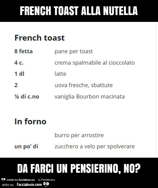 French toast alla nutella da farci un pensierino, no?