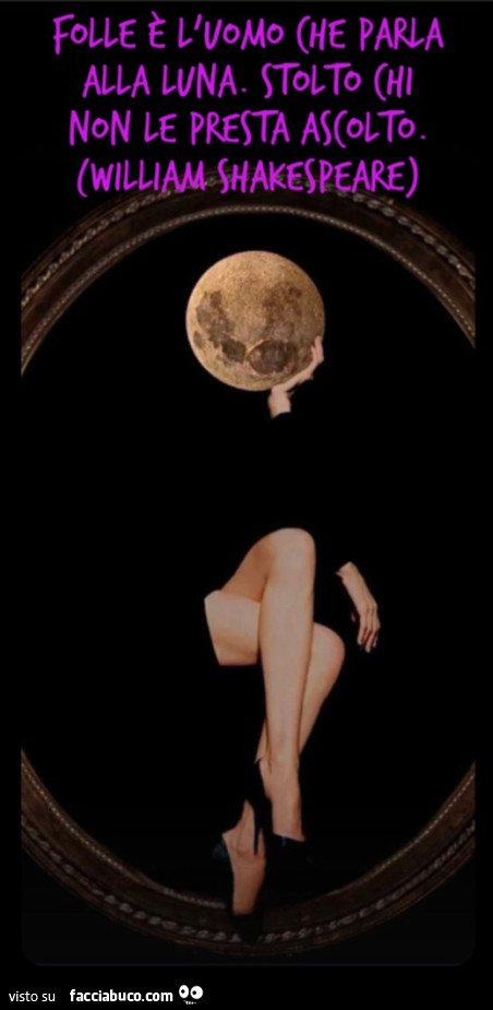 Folle è l'uomo che parla alla luna. Stolto chi non le presta ascolto. William Shakespeare