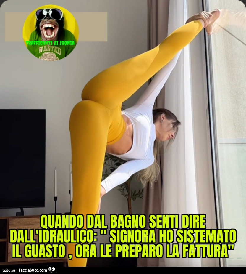 Quando dal bagno senti dire dell'idraulico signora ho sistemato il guasto