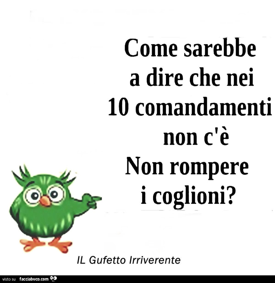 Come sarebbe a dire che nei 10 comandamenti non c'è non rompere i coglioni?