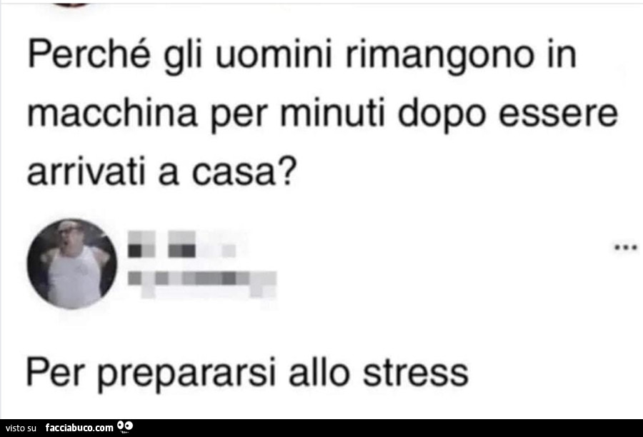 Perché gli uomini rimangono in macchina per minuti dopo essere arrivati a casa? Per prepararsi allo stress