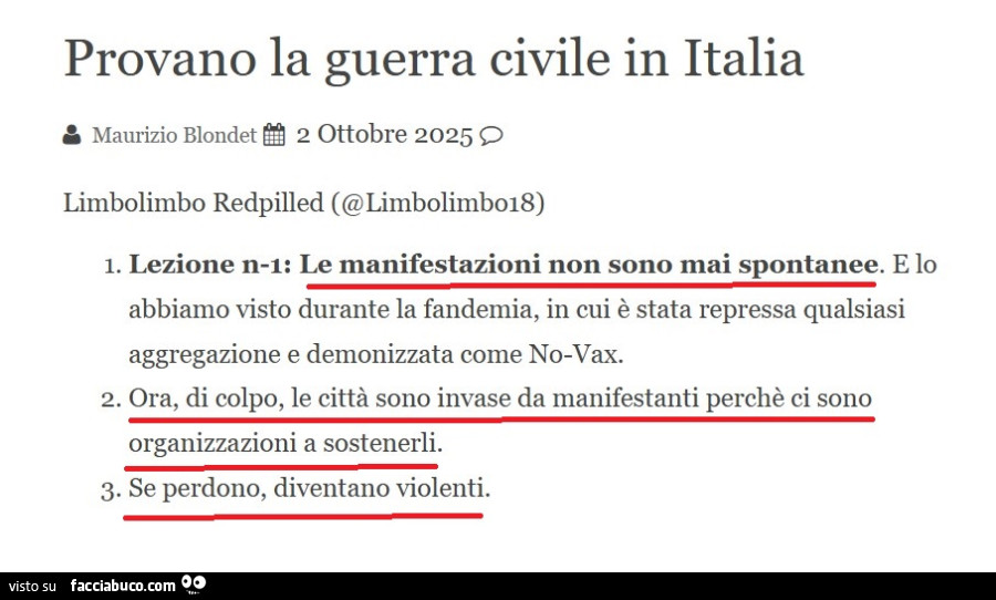 Provano la guerra civile in italia
