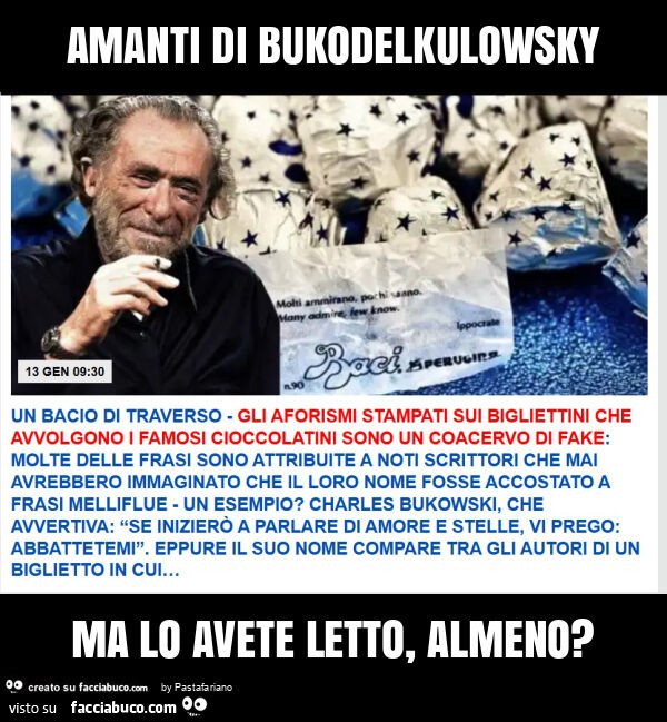 Amanti di bukodelkulowsky ma lo avete letto, almeno?