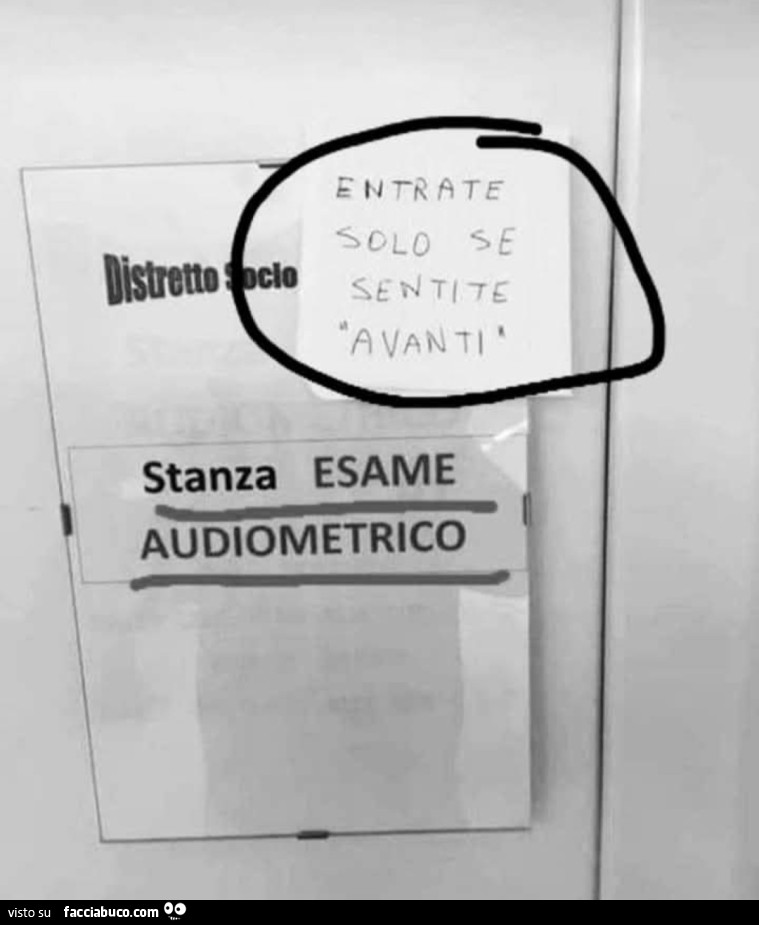 Esame audiometrico entrare solo se sentite avanti