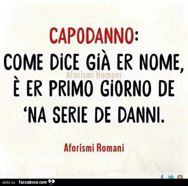Capodanno: come dice già er nome, è er primo giorno de na serie de danni