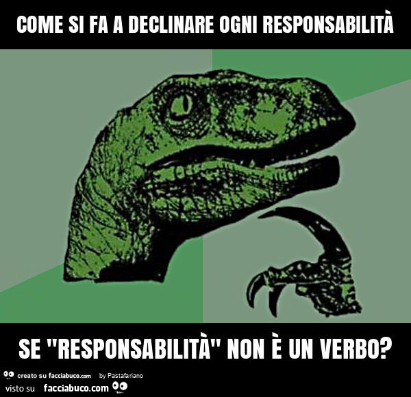 Come si fa a declinare ogni responsabilità se "responsabilità" non è un verbo?