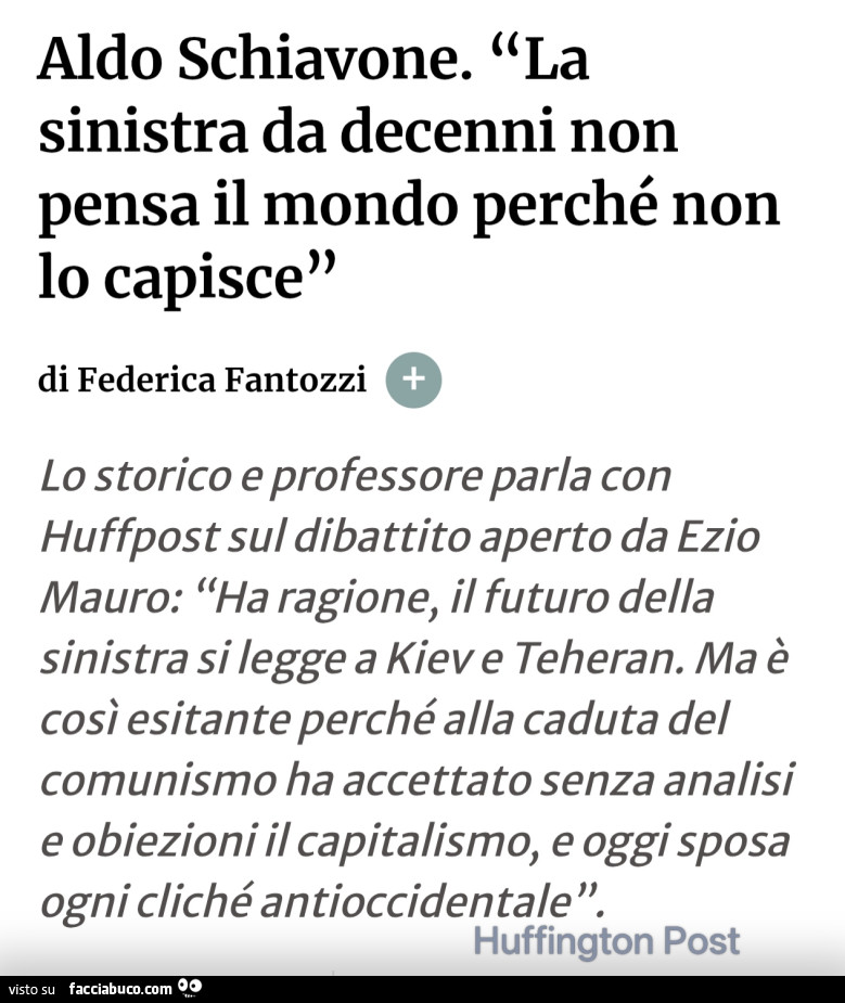 Aldo Schiavone. La sinistra da decenni non pensa il mondo perché non lo capisce