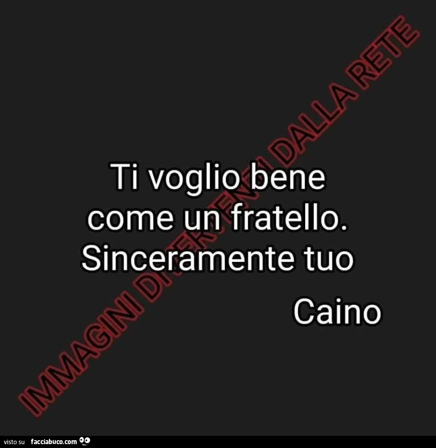 Ti voglio bene come un fratello. Sinceramente tuo Caino
