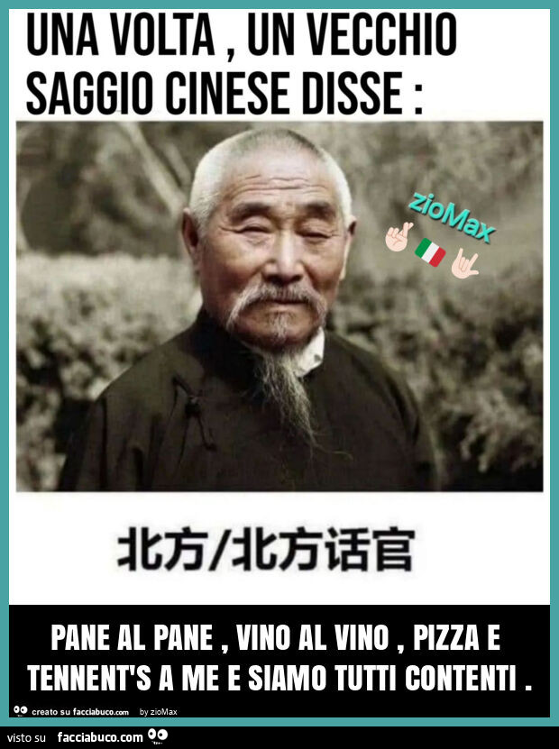 Pane al pane, vino al vino, pizza e tennent's a me e siamo tutti contenti