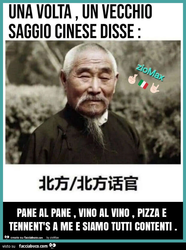 Pane al pane, vino al vino, pizza e tennent's a me e siamo tutti contenti
