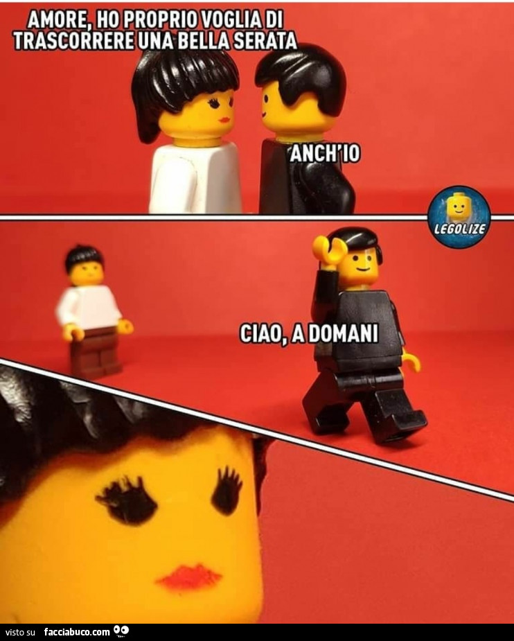 Amore, ho proprio voglia di trascorrere una bella serata. Anch'io. Ciao, a domani