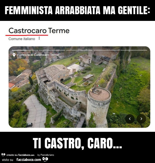 Femminista arrabbiata ma gentile: ti castro, caro
