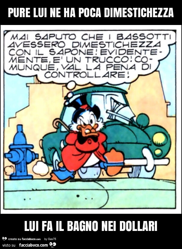Pure lui ne ha poca dimestichezza lui fa il bagno nei dollari