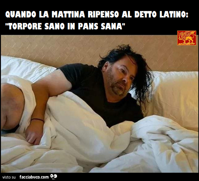 Quando la mattina ripenso al detto latino “torpore sano in pans sana”