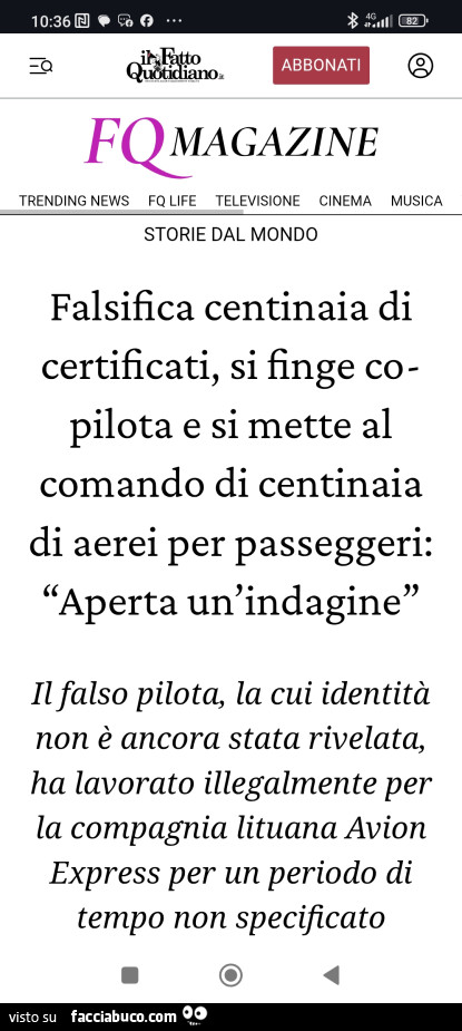 Falsifica centinaia di certificati, si finge co pilota e si mette al comando di centinaia di aerei per passeggeri