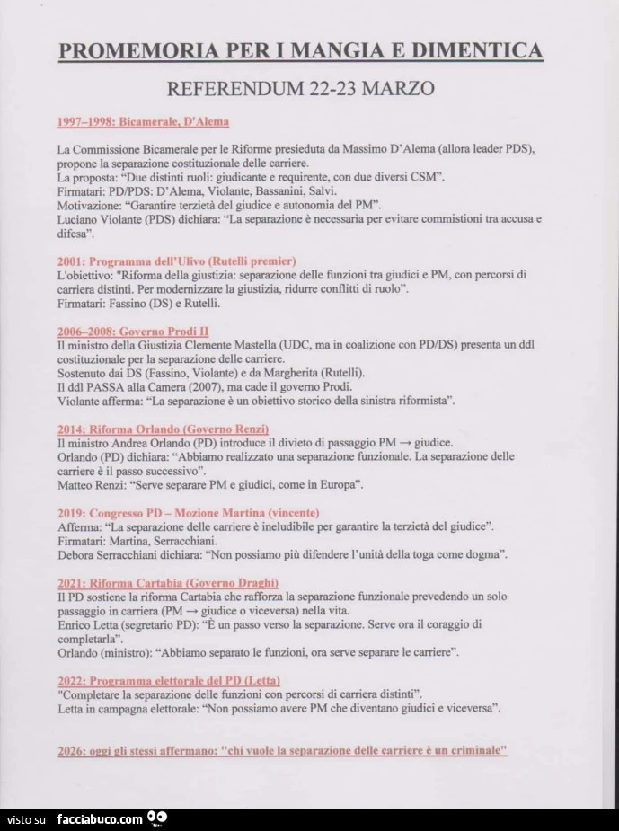 Promemoria per i mangia e dimentica