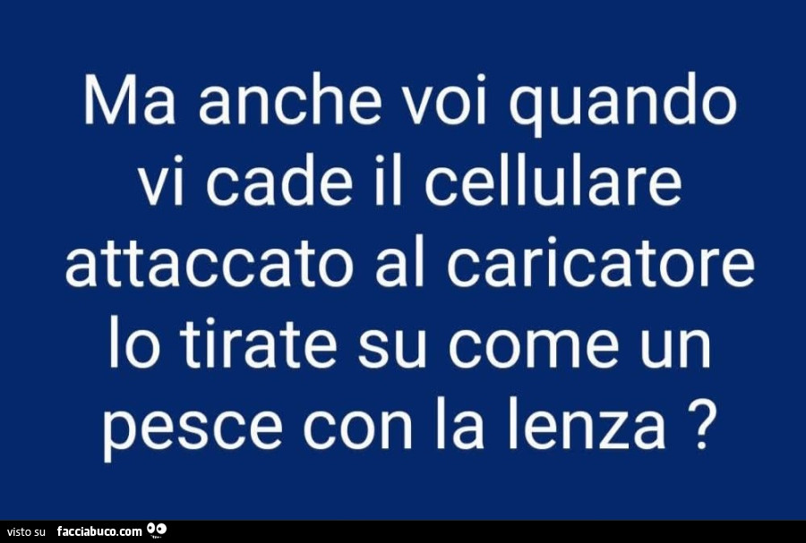 Ma anche voi quando vi cade il cellulare attaccato al caricatore lo tirate su come un pesce con la lenza?