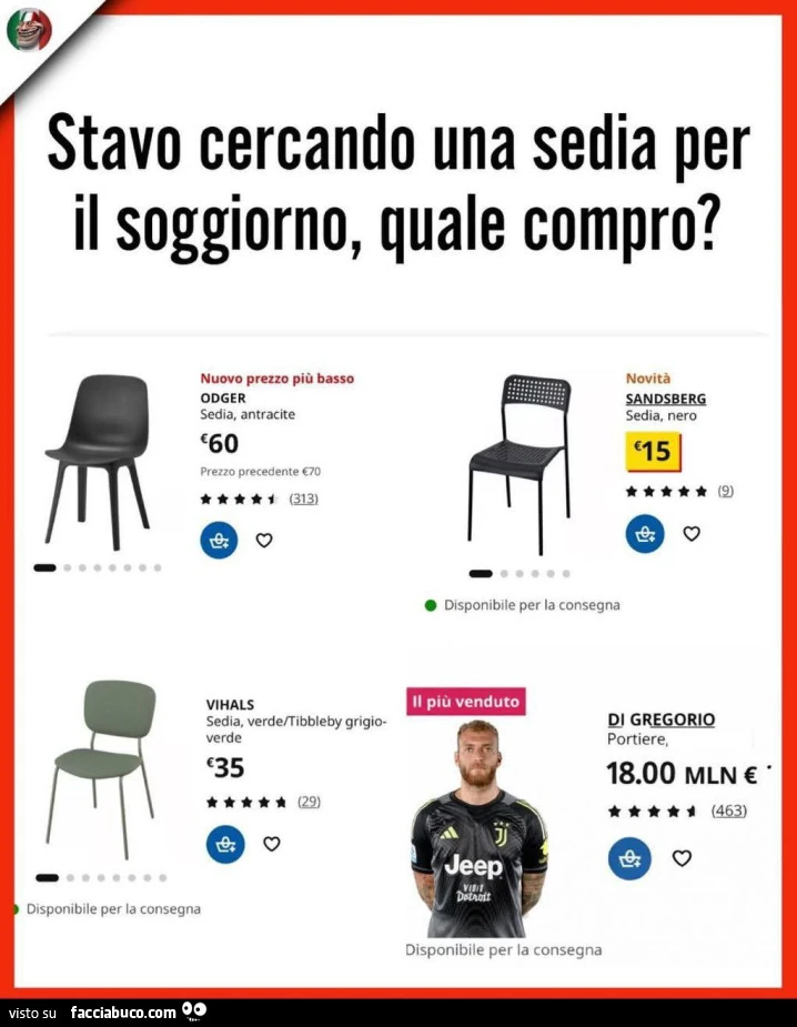Stavo cercando una sedia per il soggiorno, quale compro? Di Gregorio il piรน venduto