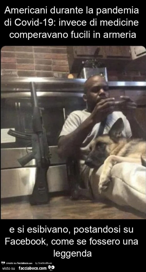 Americani durante la pandemia di covid-19: invece di medicine comperavano fucili in armeria e si esibivano, postandosi su facebook, come se fossero una leggenda