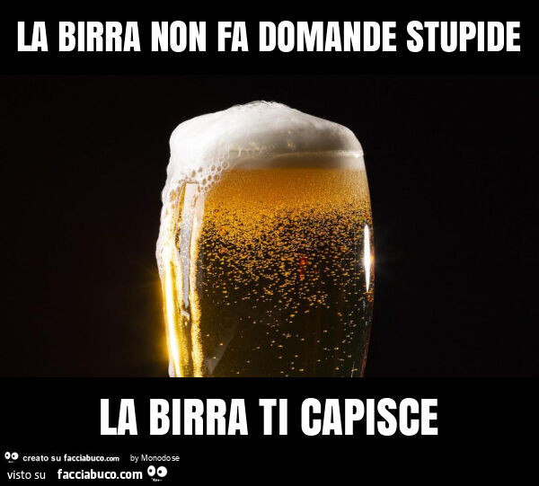 La birra non fa domande stupide la birra ti capisce