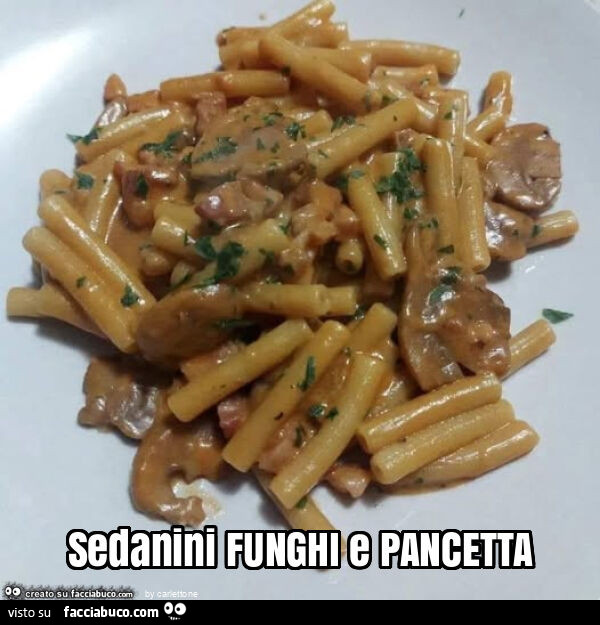 Sedanini funghi e pancetta