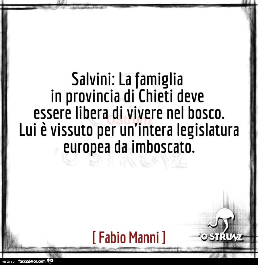 Salvini: la famiglia in provincia di chieti deve essere libera di vivere nel bosco. Lui è vissuto per un'intera legislatura europea da imboscato