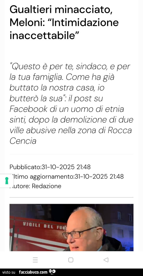 Gualtieri minacciato, Meloni: intimidazione inaccettabile