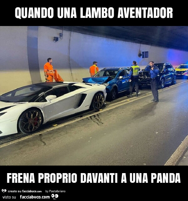 Quando una lambo aventador frena proprio davanti a una panda