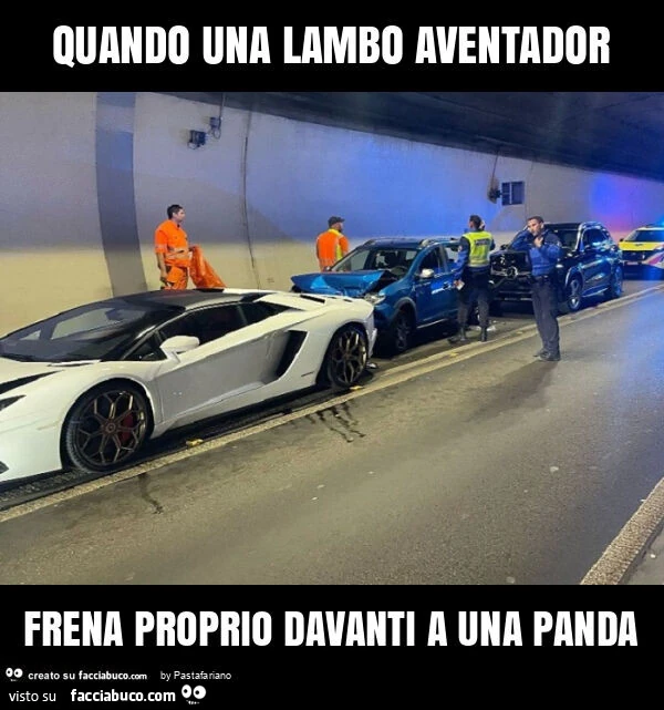 Quando una lambo aventador frena proprio davanti a una panda