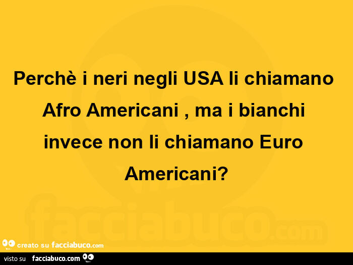 Perchè i neri negli usa li chiamano afro americani, ma i bianchi invece non li chiamano euro americani?